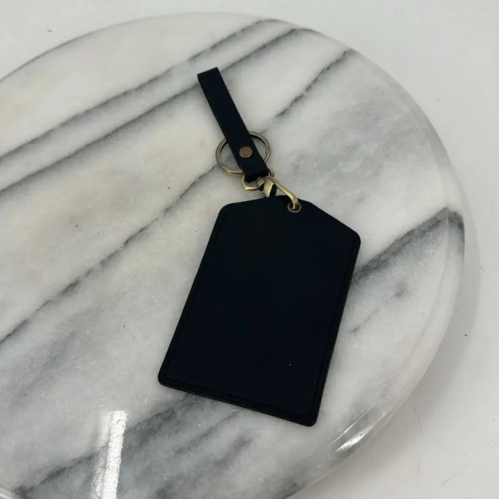 NWOT Handcrafted black leather luggage tags key phob